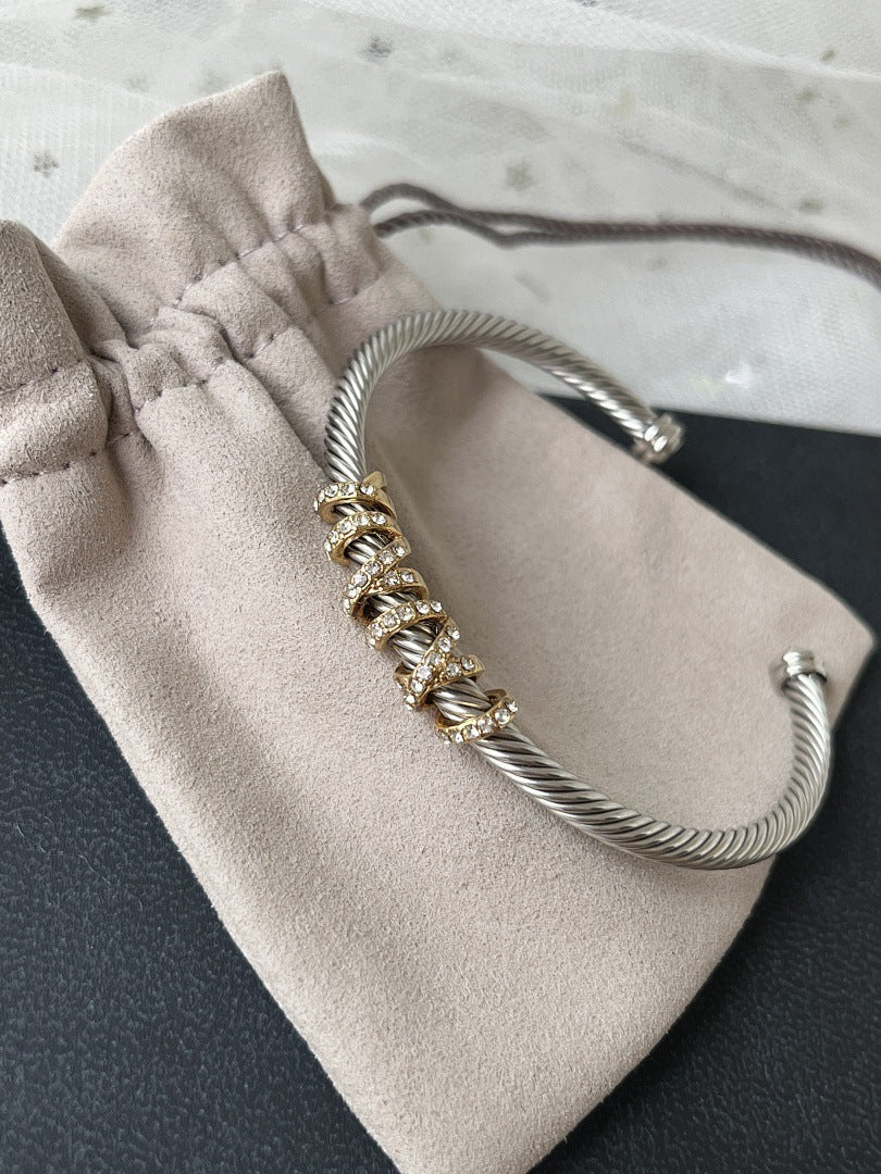 DY    DVB2   Exquisite twisted wire 5m diamond inlaid bracelet 5a zircon couple cable jewelry