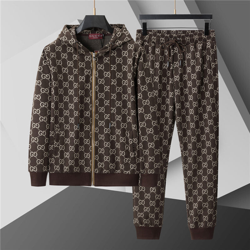 GUC0101 New men's spring and autumn thin style outerwear+long pants pure cotton casual suit clothing