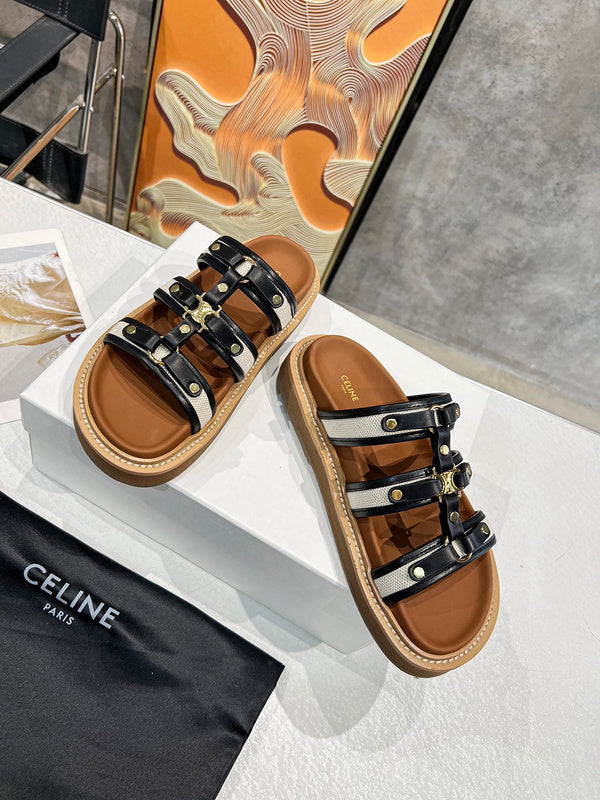 MBCS10 Leather Slippers Size 35-41 Shoes with Box