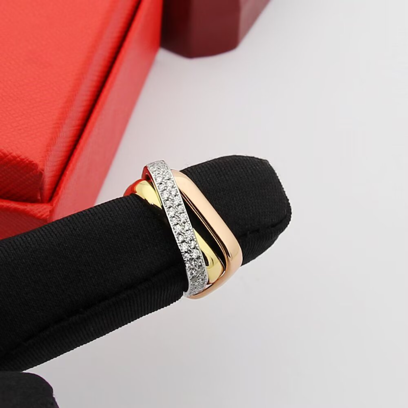 CAR60 Cater Classic Three Color Three Circle Ring 18K gold plated ring for lover gift jewelry