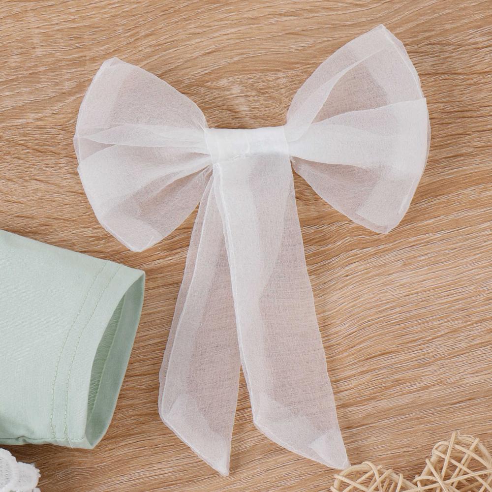 Summer Short Sleeve Lace Stitching Bow Mesh Skirt Princess Girl Dress Wholesale Baby Clothing