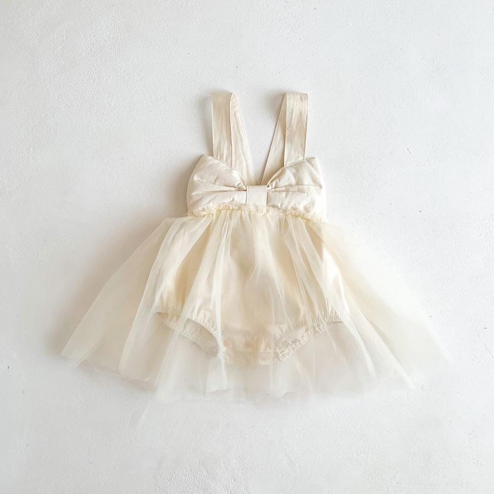 Summer Girls Big Bow Suspender Jumpsuit Mesh Princess Skirt Baby Clothes Wholesale