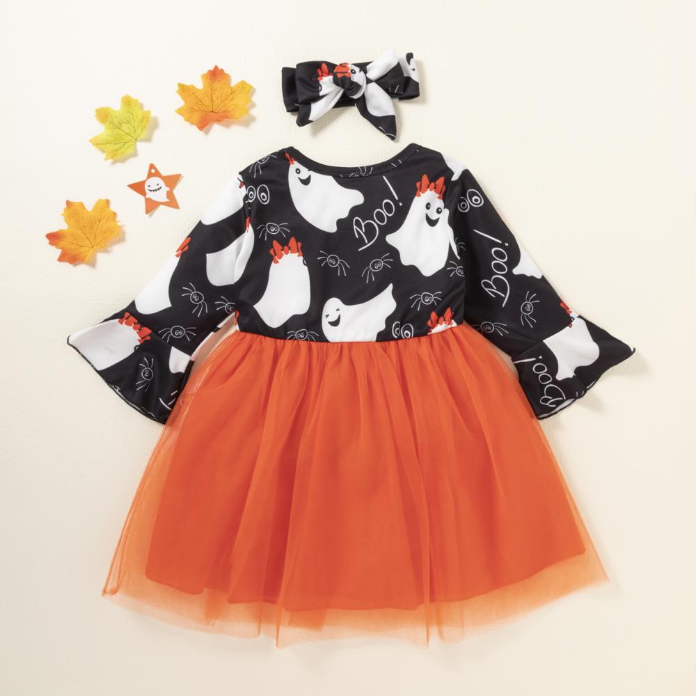 Girls Halloween Dress Goblin Print Mesh Skirt Wholesale Girls Clothes