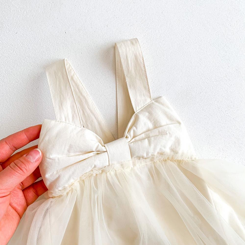 Summer Girls Big Bow Suspender Jumpsuit Mesh Princess Skirt Baby Clothes Wholesale