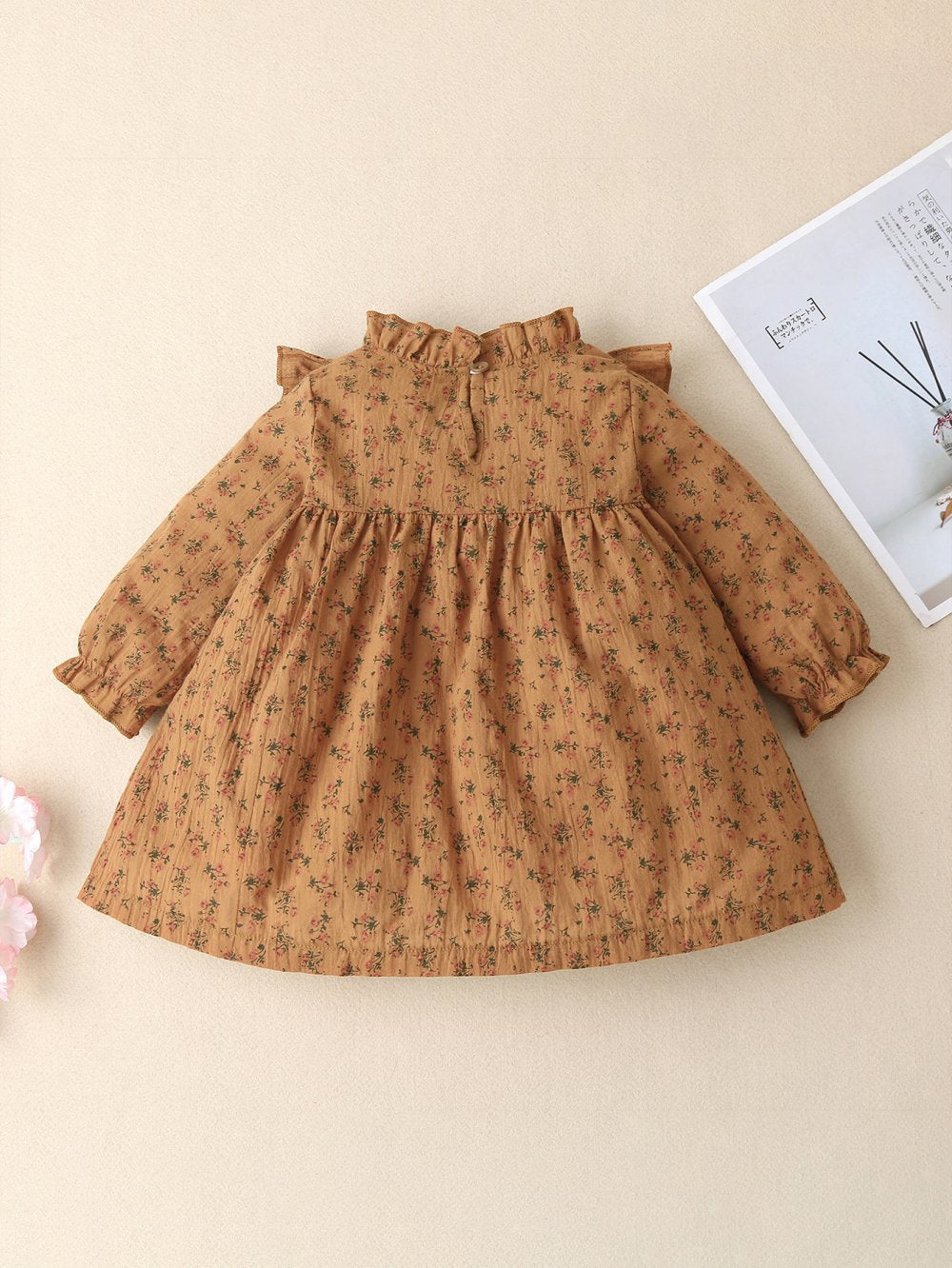 Infant Autumn Floral Ruffle Dress Wholesale Baby Girl Dress