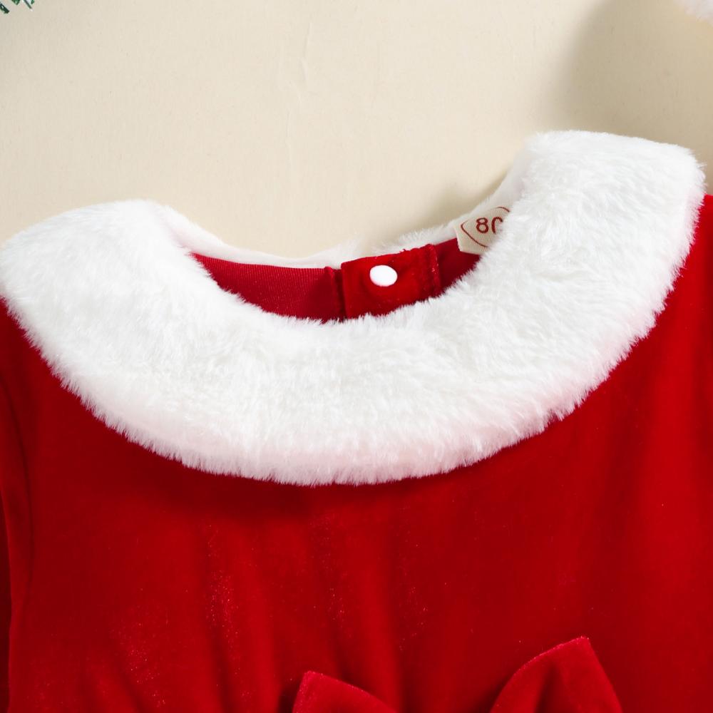 Little Girl Christmas Velvet Dress + Hat Wholesale Girls Dress