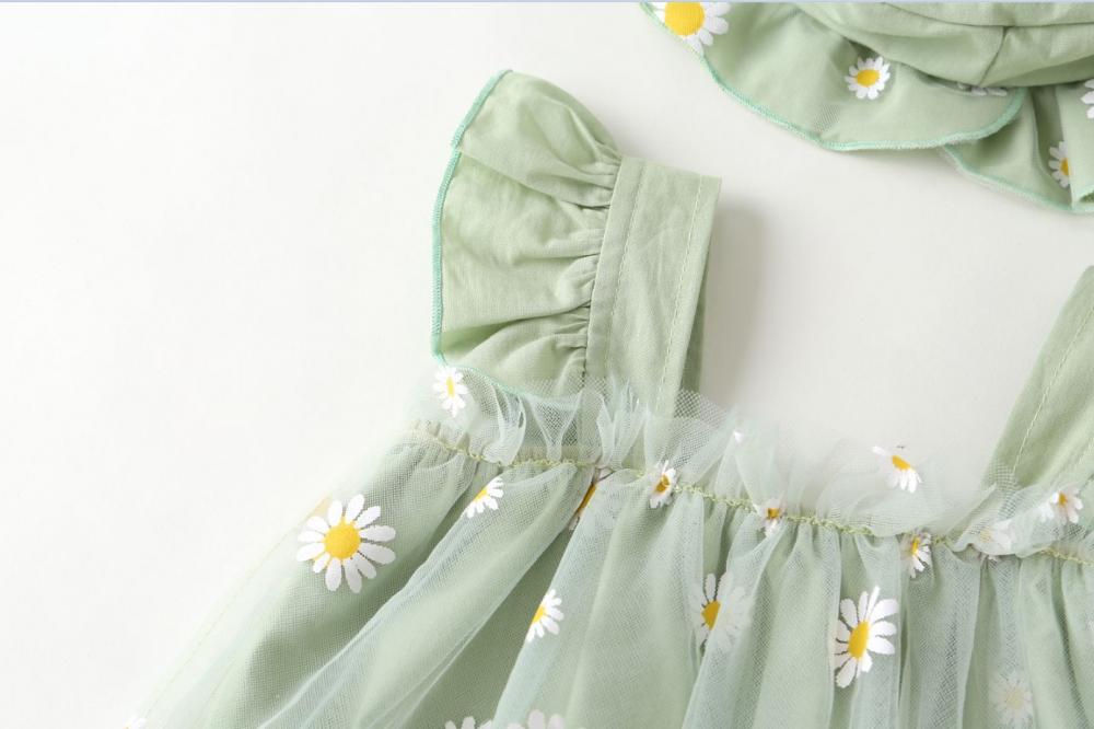 Summer Girl Baby Triangle romper Little Kid Princess Mesh Skirt with Hat Wholesale Baby Clothing