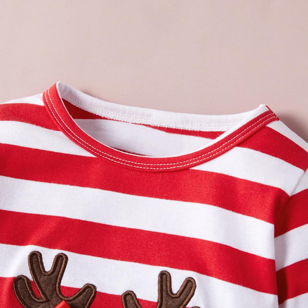 Christmas Cotton Striped Long Sleeve Ruffle Dress Baby Dress Wholesale