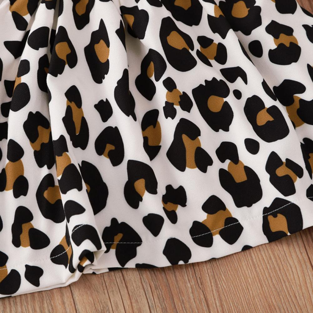 Autumn Leopard Print Long Sleeve Baby Dress Baby Girl Wholesale Clothing