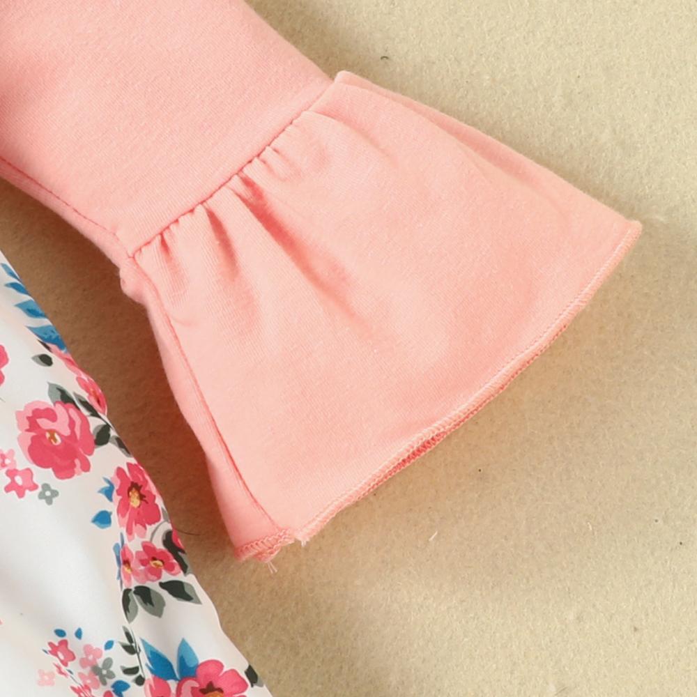 Autumn Baby Girls Bow Flower Print Long-sleeve Dress Wholesale Girls Dress
