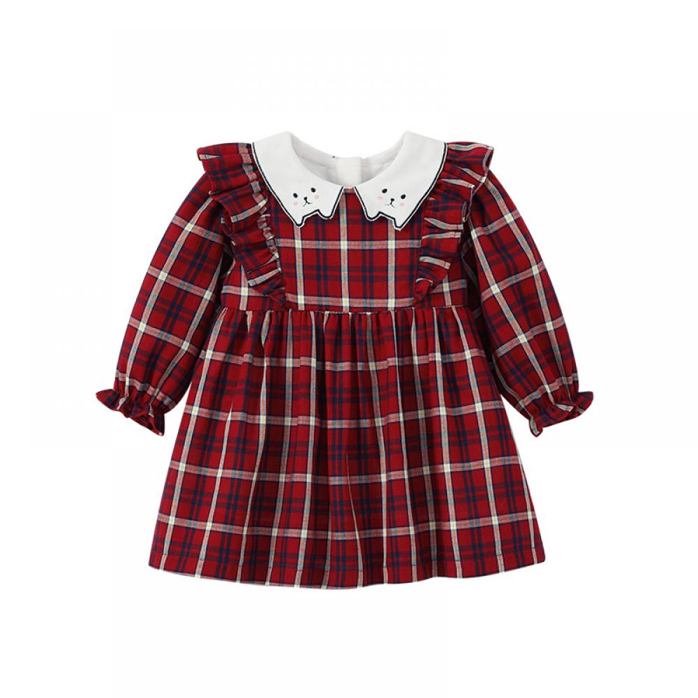 Baby Girls Autumn New Plaid Long-sleeve Dress Wholesale Girls Dress