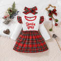 Christmas Baby Letter Print Plaid Dress Wholesale Girls Clothes