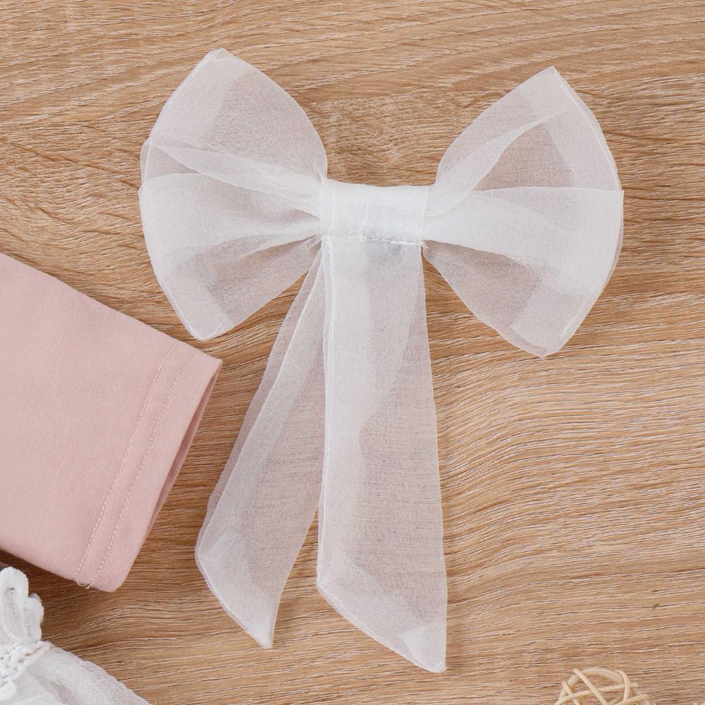 Summer Short Sleeve Lace Stitching Bow Mesh Skirt Princess Girl Dress Wholesale Baby Clothing
