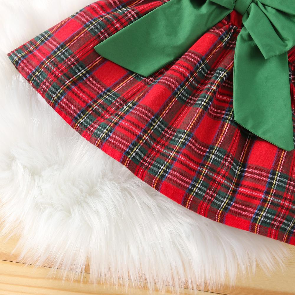 Christmas Girls Autumn and Winter Princess Bow Plaid Dress Wholesale Girls Dress