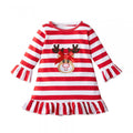 Christmas Cotton Striped Long Sleeve Ruffle Dress Baby Dress Wholesale