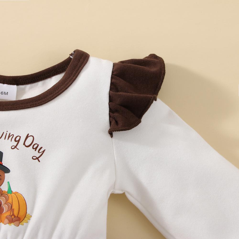 Girls Autumn And Winter Long-sleeved Stitching Thanksgiving Mesh Skirt Wholesale Girls Clothes