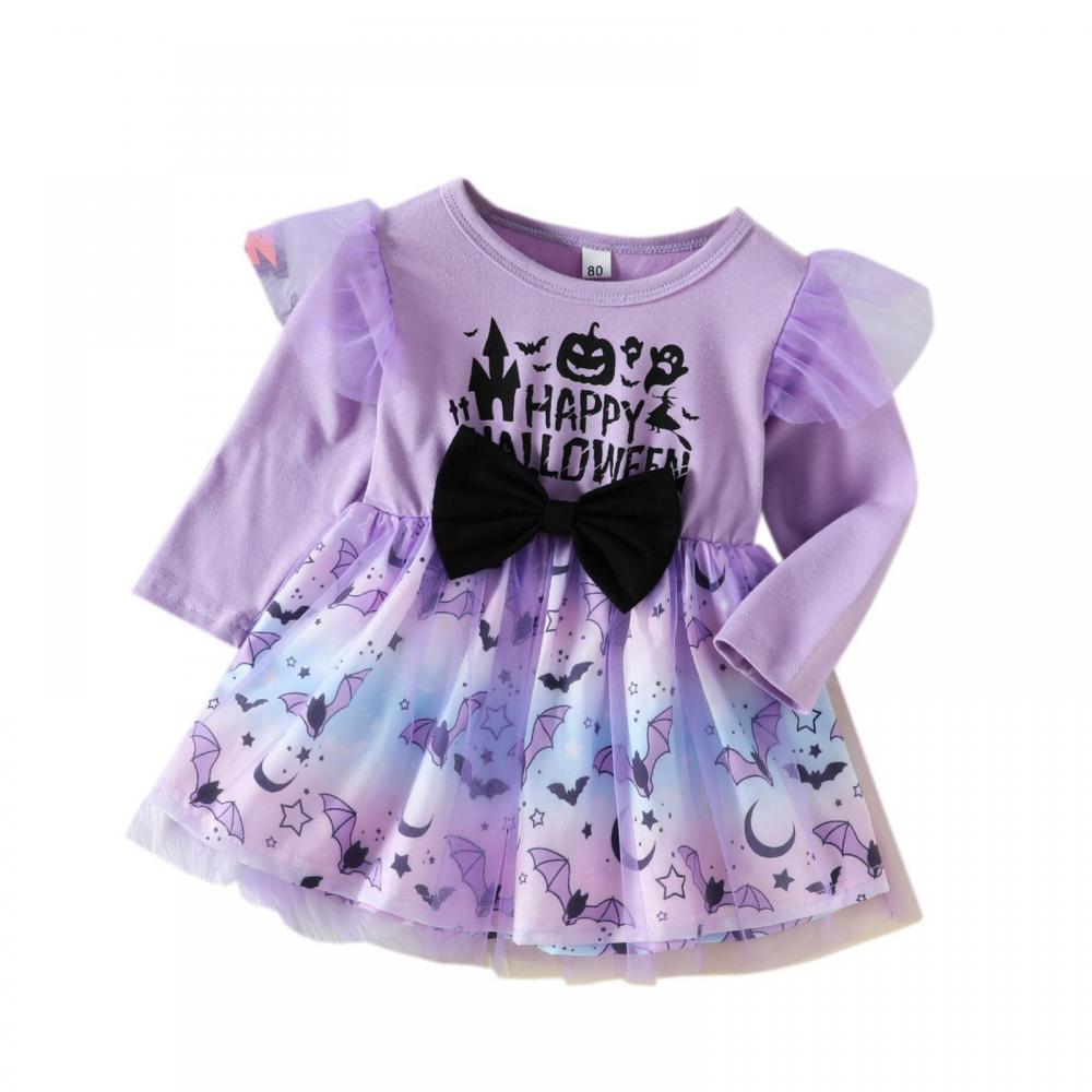 Halloween Girls Dress Spring Autumn Long Sleeve Dress Wholesale Baby Girls Dress