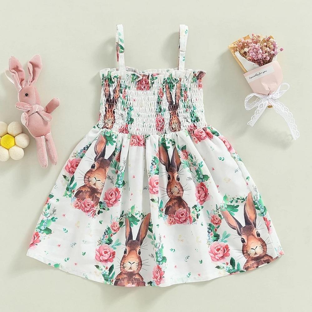 Easter Baby Sling Dress Bunny Flower Sleeveless Sling Princess Sling Dress Wholesale