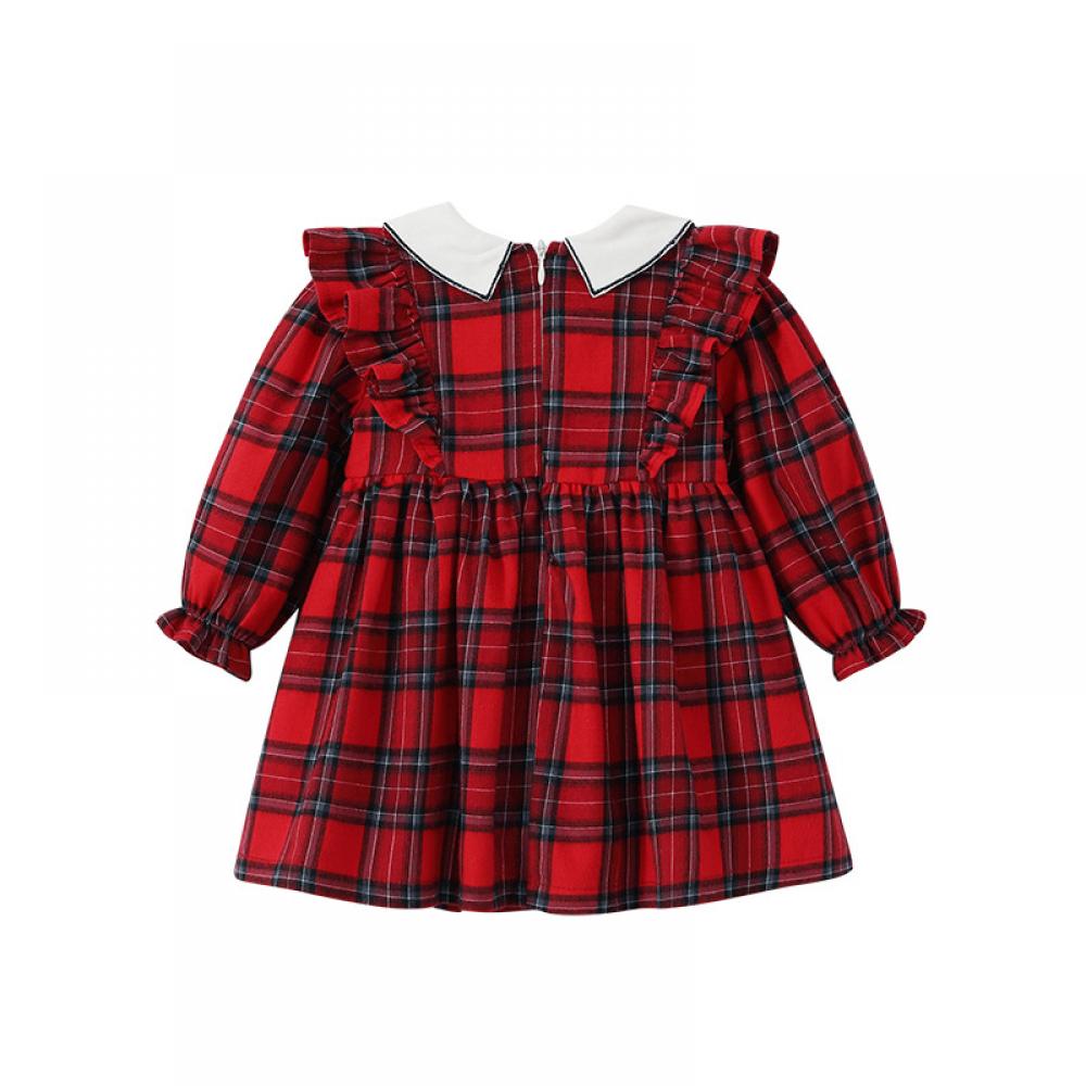 Baby Girls Autumn New Plaid Long-sleeve Dress Wholesale Girls Dress