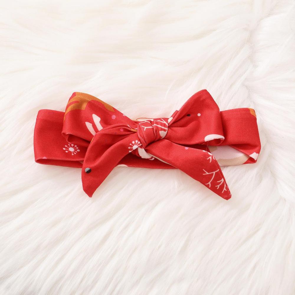 Autumn Christmas Girls Print Long-sleeve Dress + Hairband Wholesale Baby Girls Dress