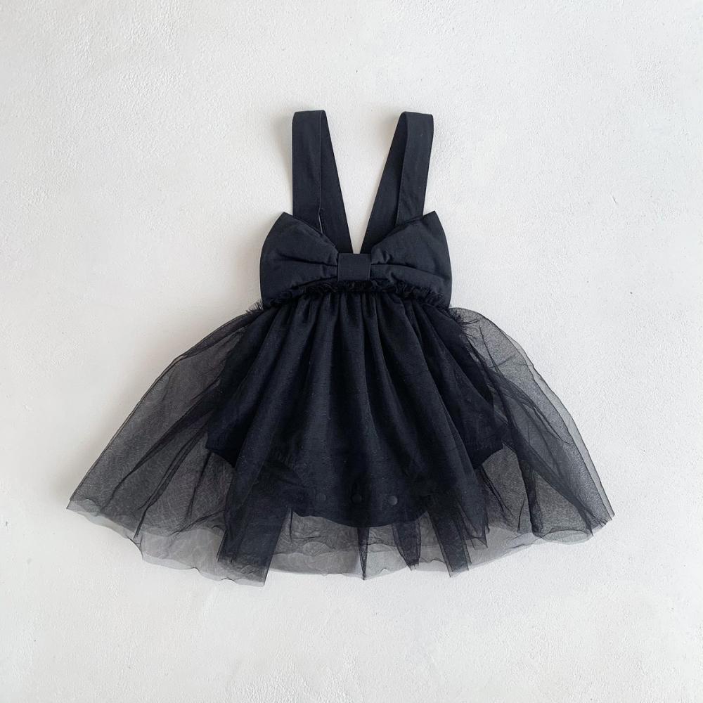 Summer Girls Big Bow Suspender Jumpsuit Mesh Princess Skirt Baby Clothes Wholesale