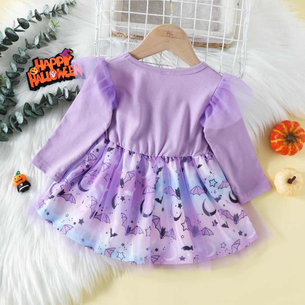 Halloween Girls Dress Spring Autumn Long Sleeve Dress Wholesale Baby Girls Dress