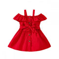 Baby Spring And Summer Condole Belt Shoulder Ruffled Button Strap Waist Princess Dress Wholesale Girls Dress