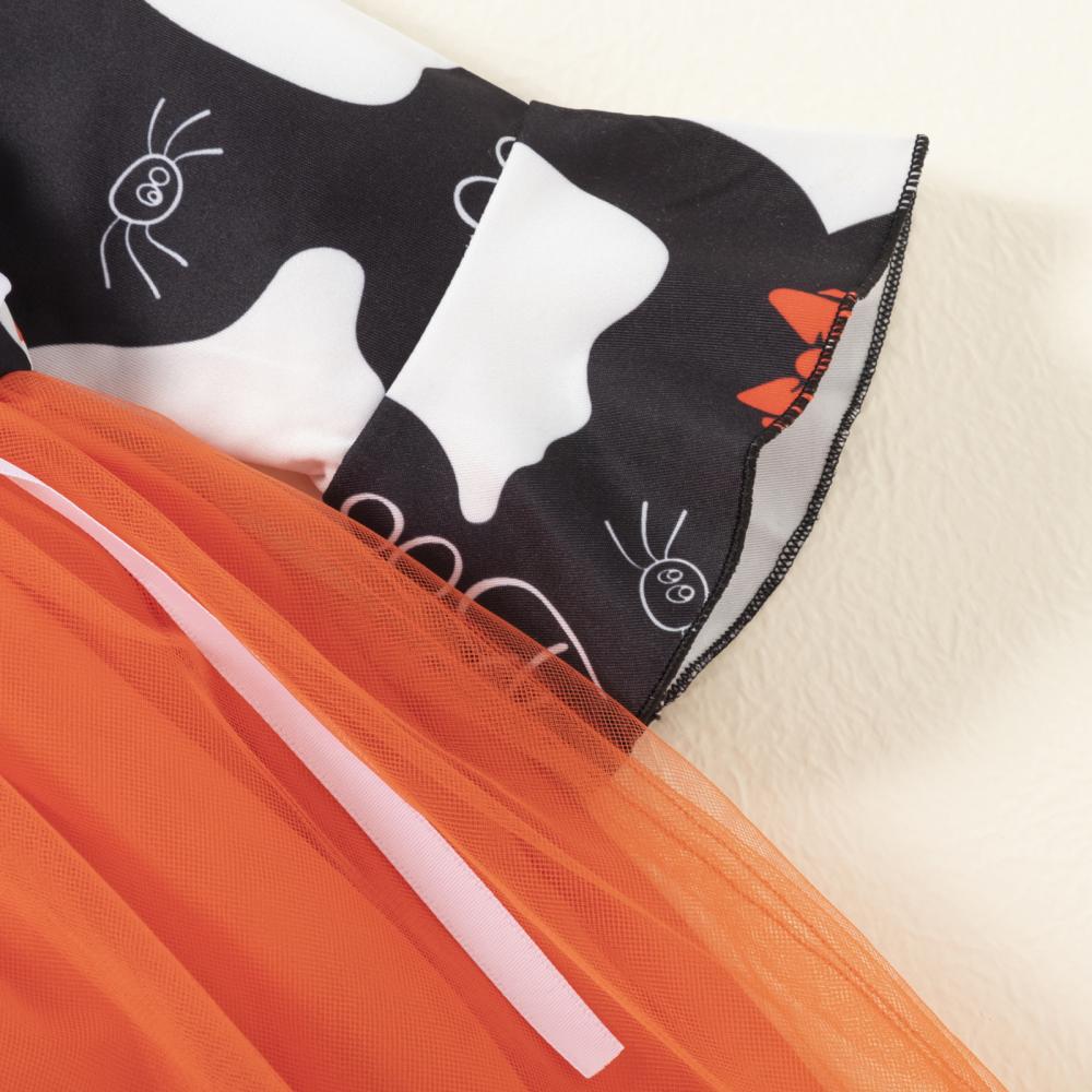 Girls Halloween Dress Goblin Print Mesh Skirt Wholesale Girls Clothes