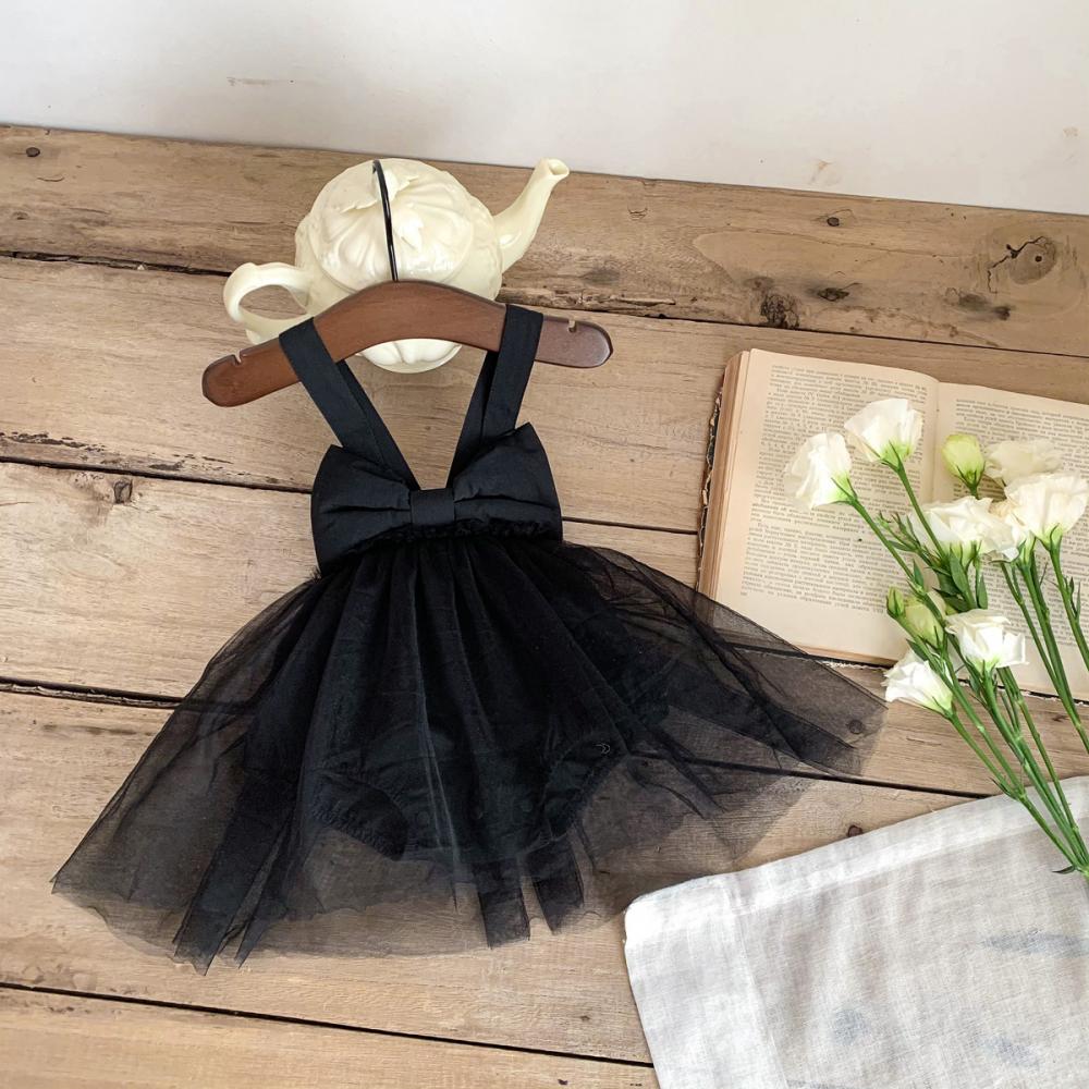 Summer Girls Big Bow Suspender Jumpsuit Mesh Princess Skirt Baby Clothes Wholesale