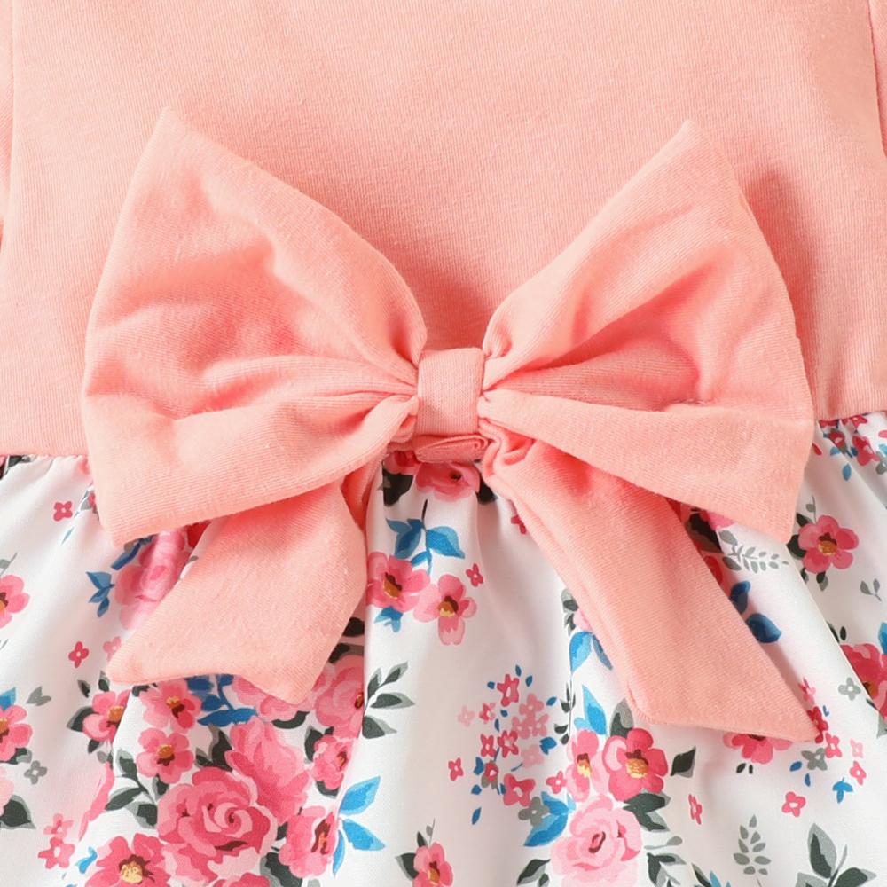 Autumn Baby Girls Bow Flower Print Long-sleeve Dress Wholesale Girls Dress