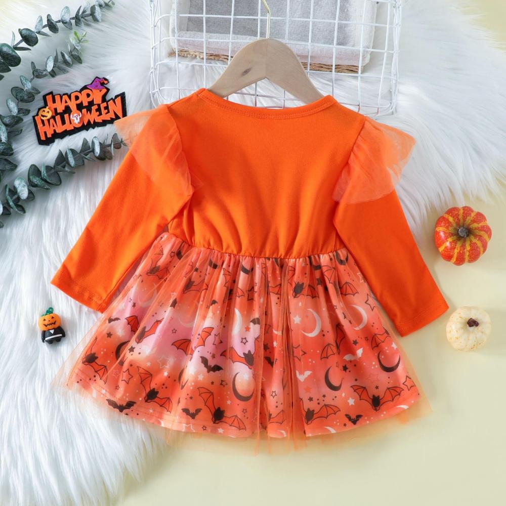 Halloween Girls Dress Spring Autumn Long Sleeve Dress Wholesale Baby Girls Dress