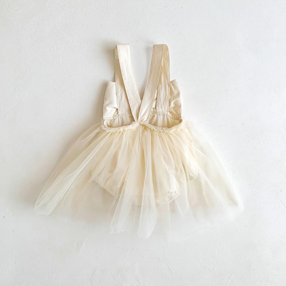 Summer Girls Big Bow Suspender Jumpsuit Mesh Princess Skirt Baby Clothes Wholesale