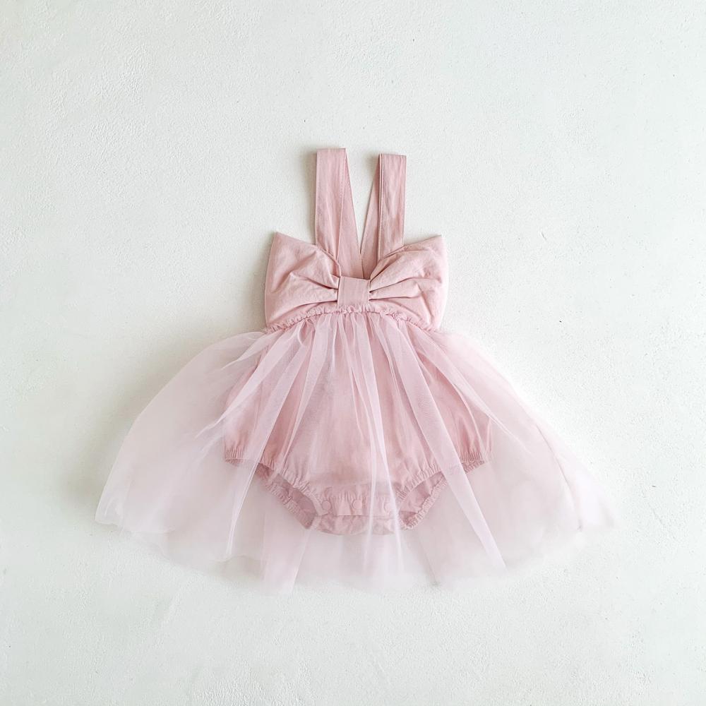 Summer Girls Big Bow Suspender Jumpsuit Mesh Princess Skirt Baby Clothes Wholesale
