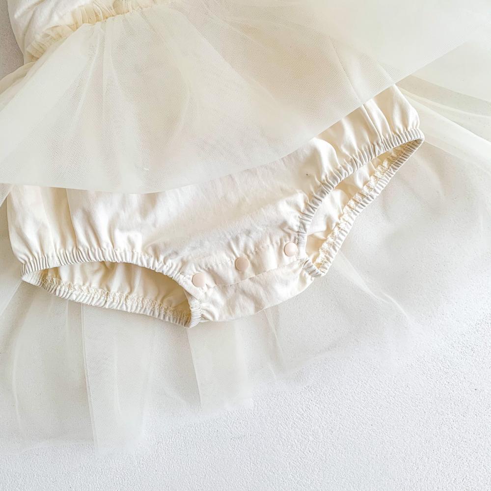 Summer Girls Big Bow Suspender Jumpsuit Mesh Princess Skirt Baby Clothes Wholesale