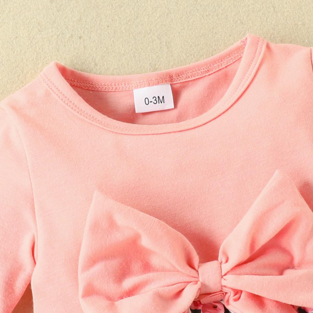 Autumn Baby Girls Bow Flower Print Long-sleeve Dress Wholesale Girls Dress