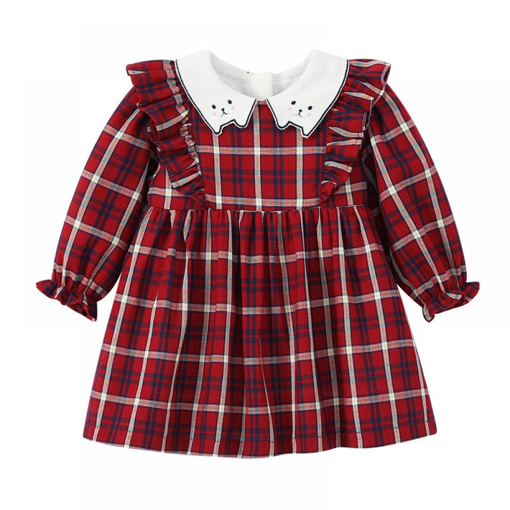Baby Girls Autumn New Plaid Long-sleeve Dress Wholesale Girls Dress