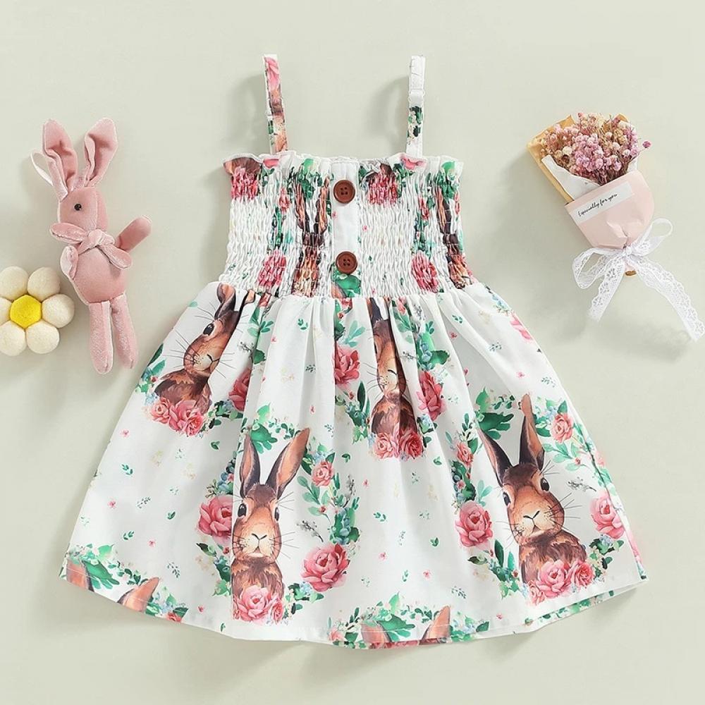 Easter Baby Sling Dress Bunny Flower Sleeveless Sling Princess Sling Dress Wholesale