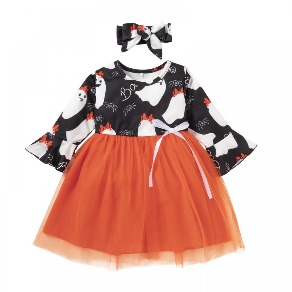 Girls Halloween Dress Goblin Print Mesh Skirt Wholesale Girls Clothes