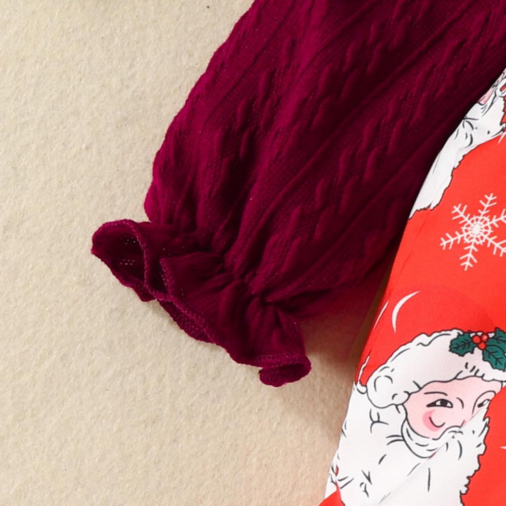 Western-style Autumn Christmas Girls Long-sleeve Bow Fake Two-piece Dress Wholesale Baby Girls Dress