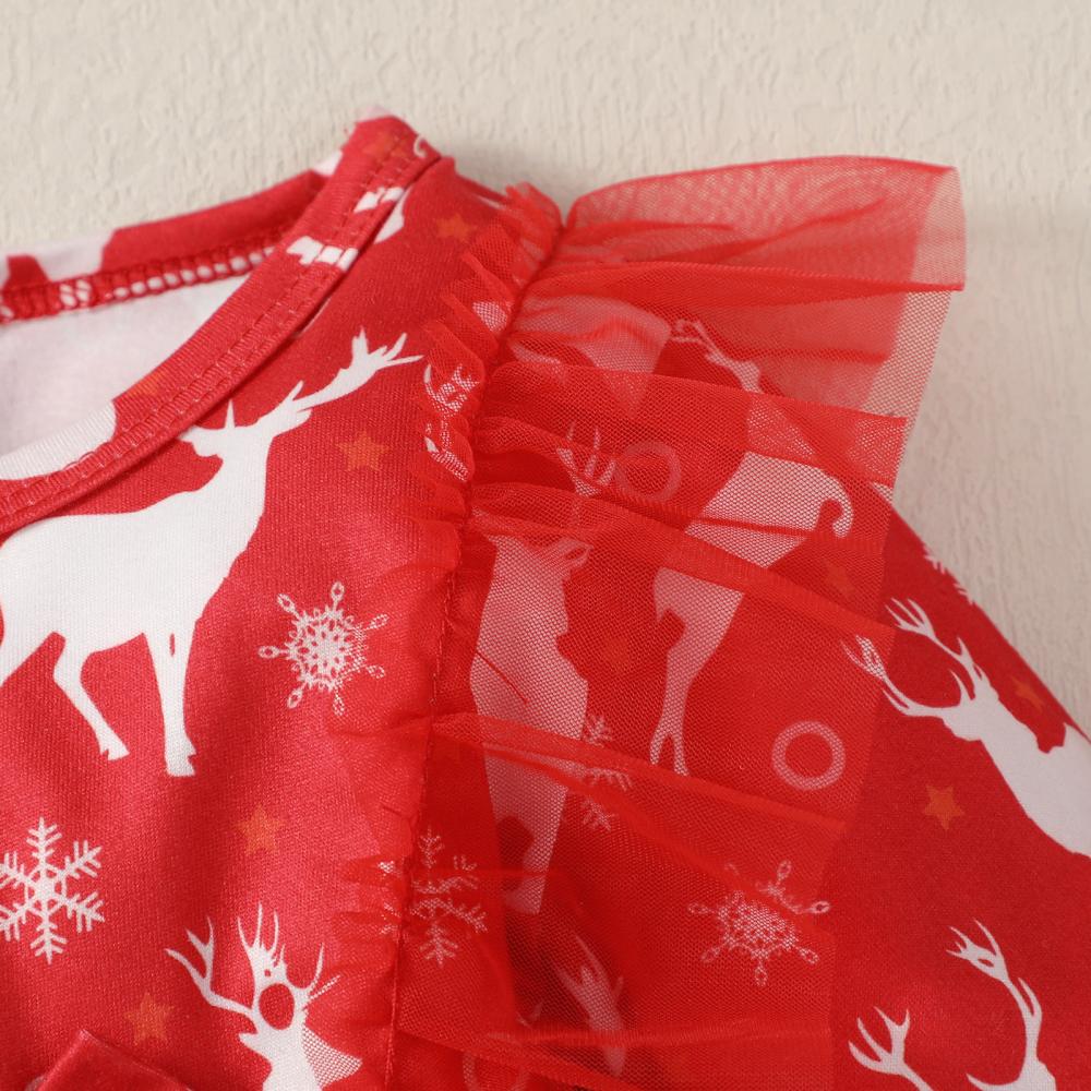 Christmas Baby Girls Western-style Elk Mesh Dress Wholesale Girls Dress