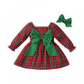 Christmas Girls Autumn and Winter Princess Bow Plaid Dress Wholesale Girls Dress