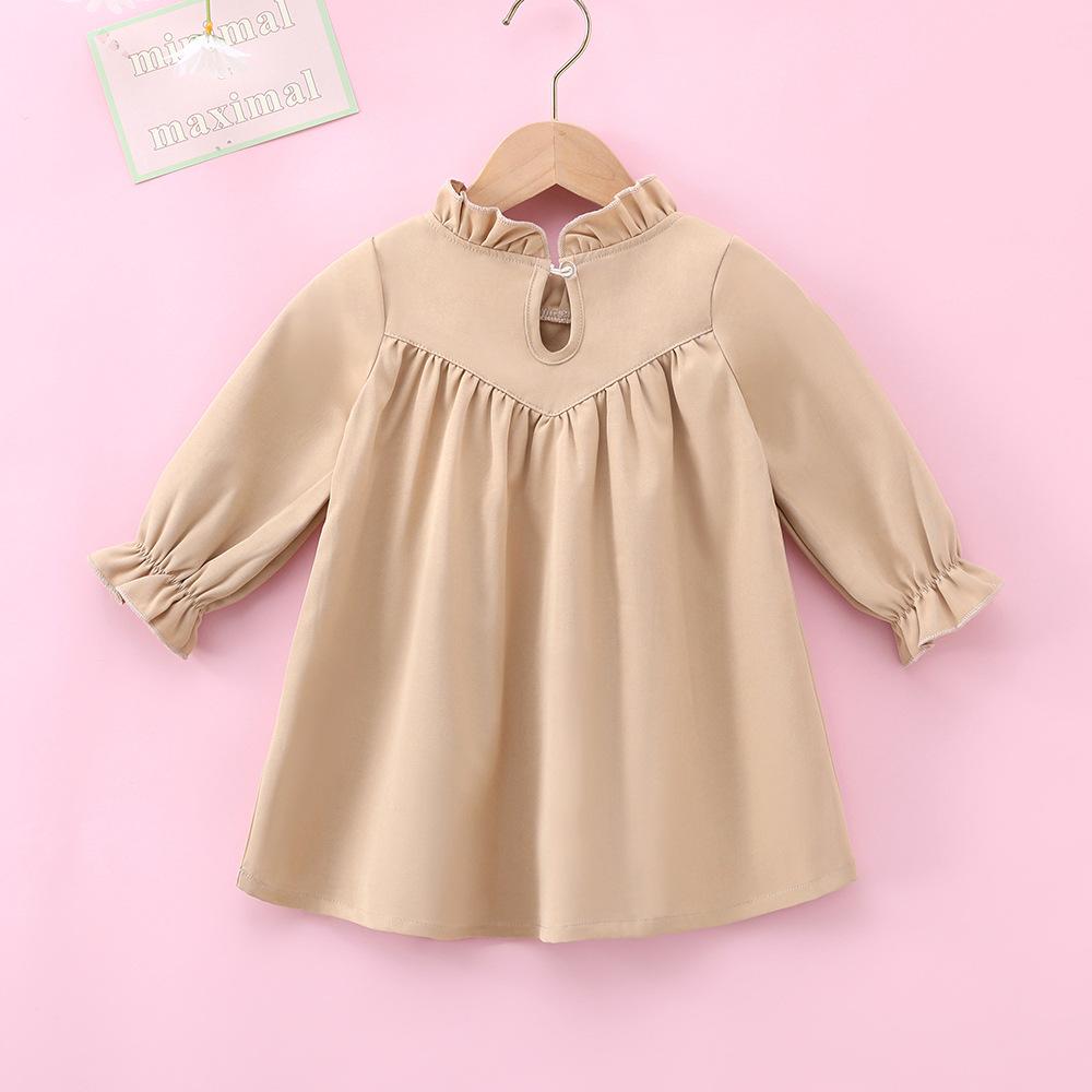 Girls Long Sleeve Solid Color Dress Wholesale Girls Dress
