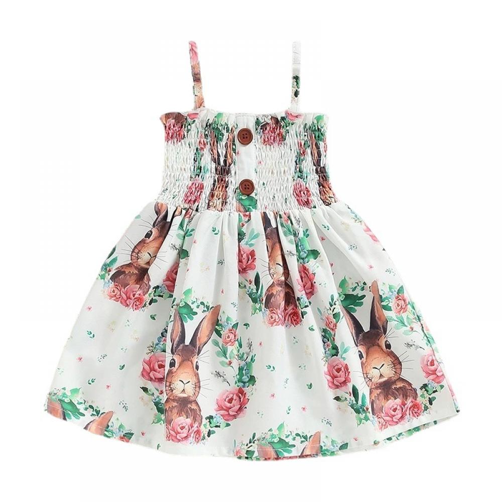 Easter Baby Sling Dress Bunny Flower Sleeveless Sling Princess Sling Dress Wholesale