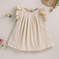 Summer Girl Flying Sleeve Cotton Khaki Princess Dress Wholesale