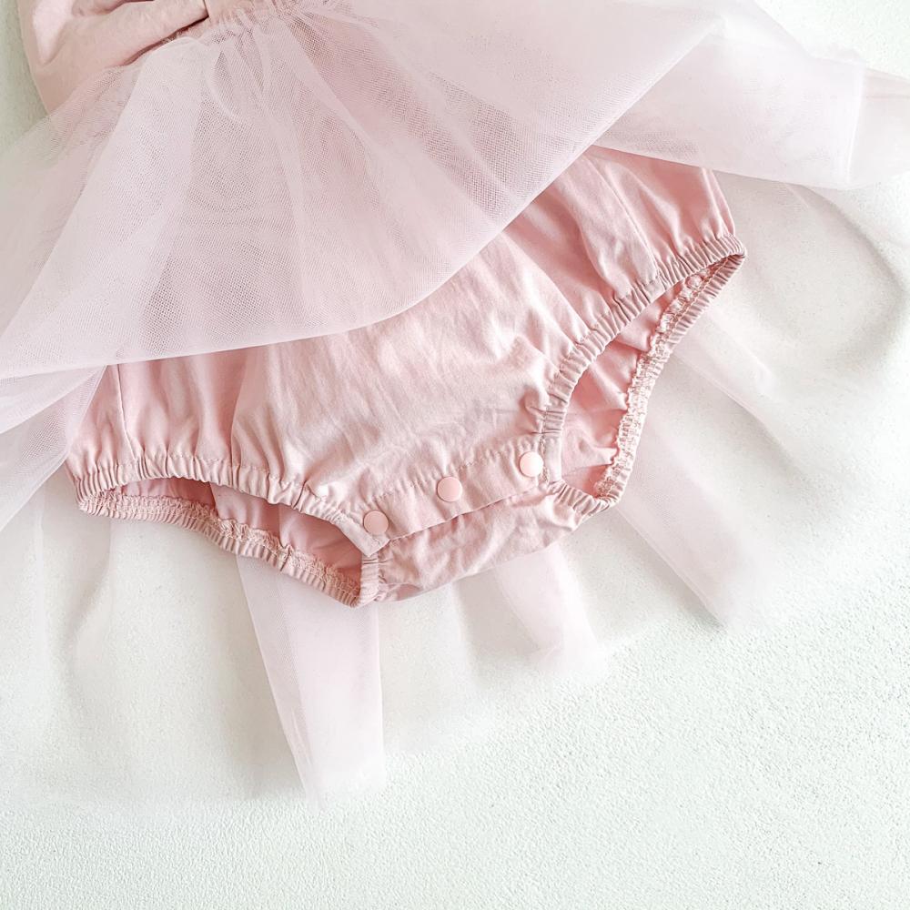 Summer Girls Big Bow Suspender Jumpsuit Mesh Princess Skirt Baby Clothes Wholesale