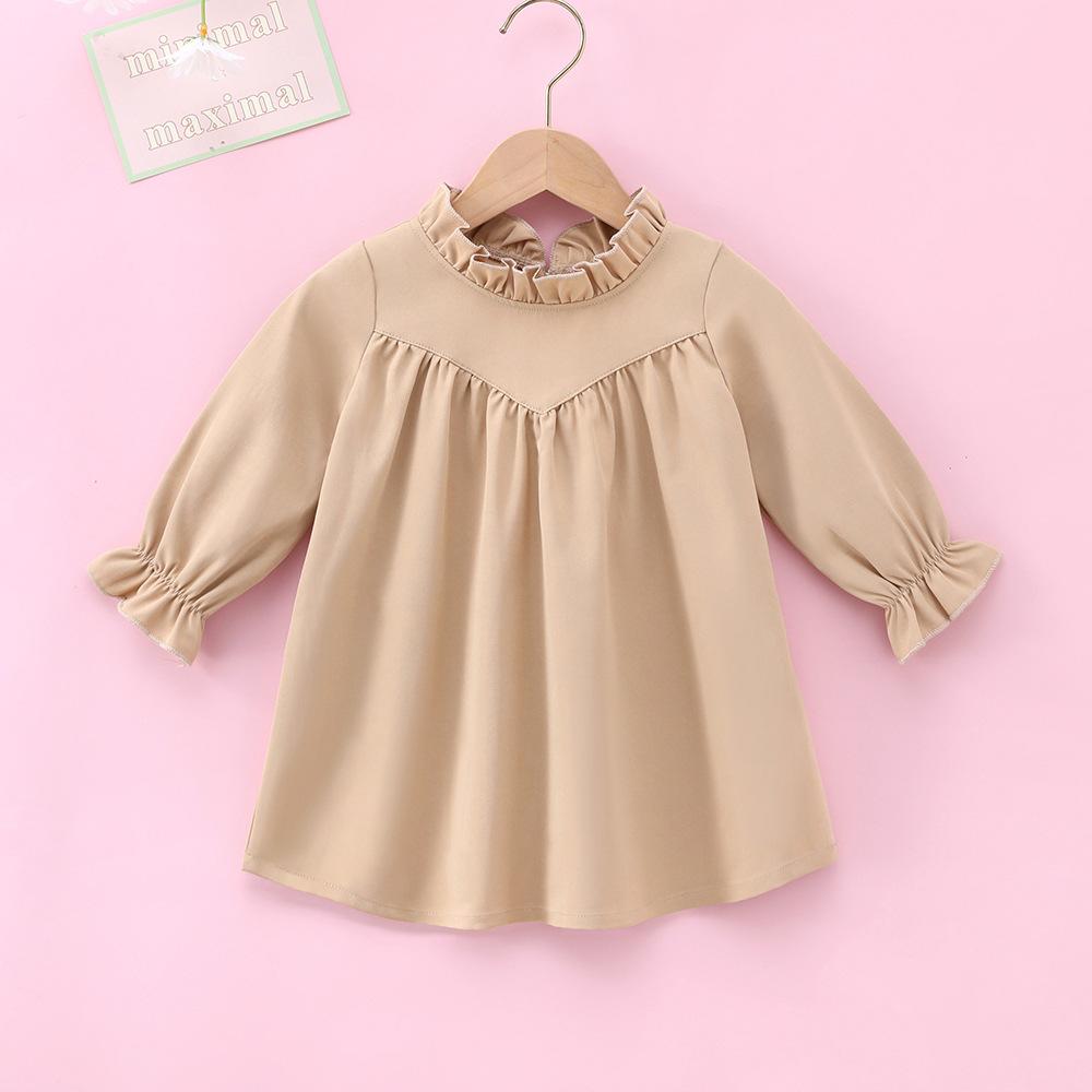 Girls Long Sleeve Solid Color Dress Wholesale Girls Dress
